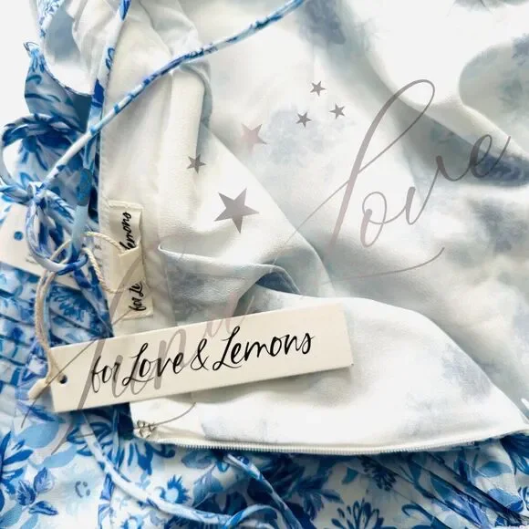 FOR LOVE & LEMONS Rosalyn Maxi Dress in Blue (size S) NWT - Picture 9 of 10